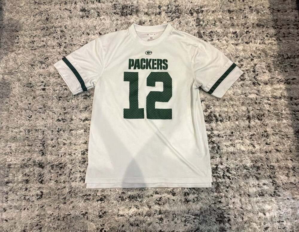 NFL Team Apparel Green Bay Packers Size L White 12 Rodgers Jersey